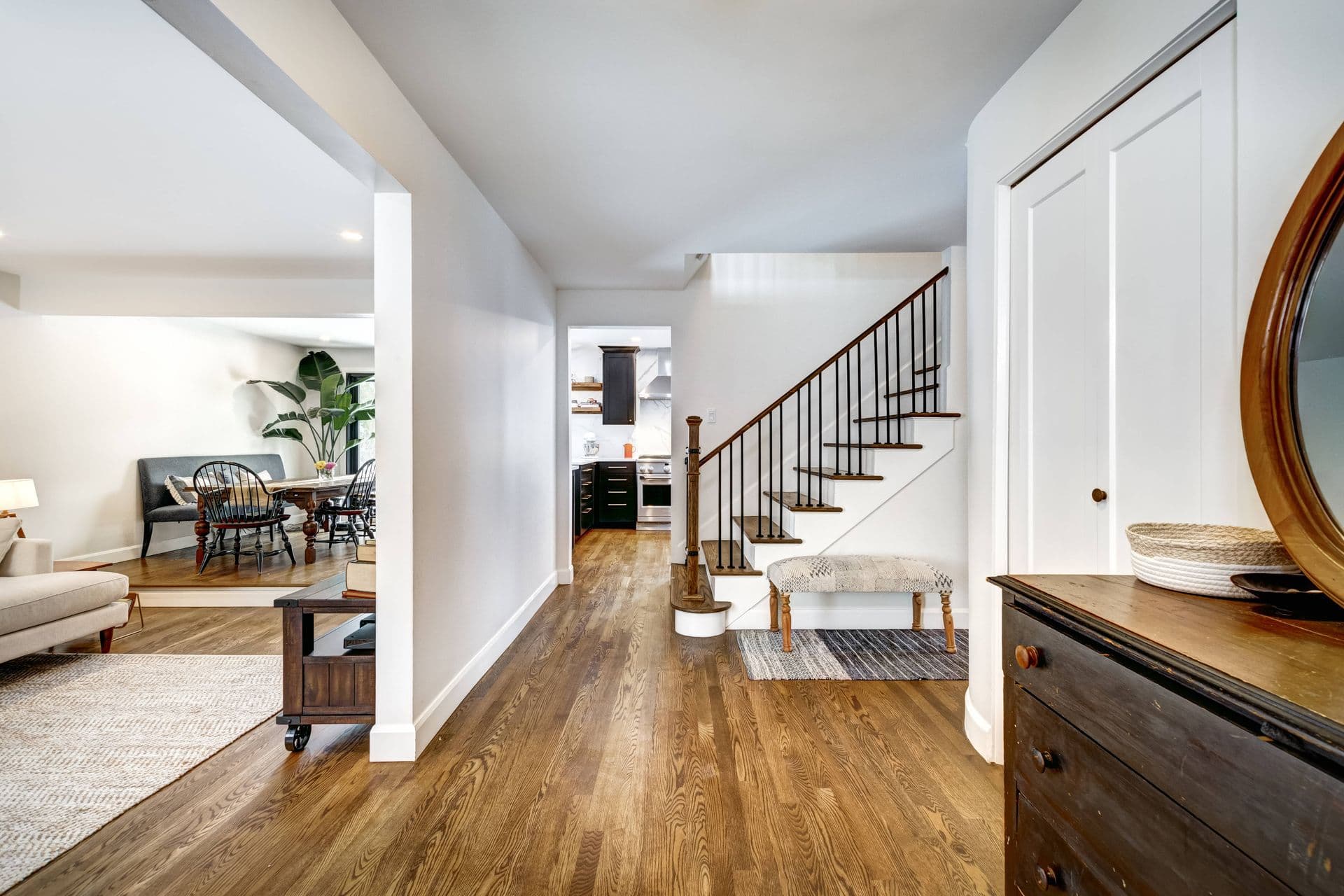 Bright hallway with beautiful floors