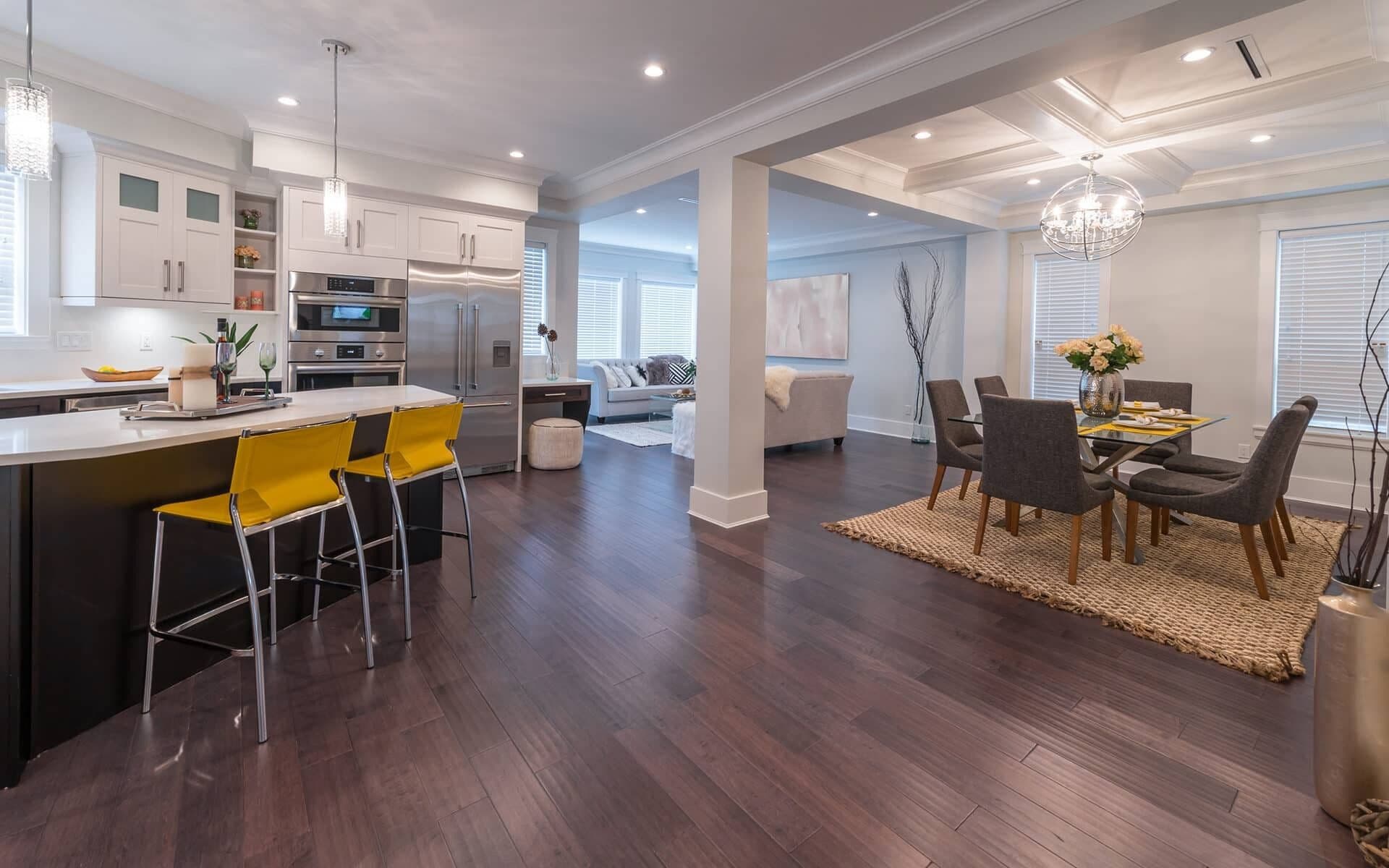 living room and kitchen