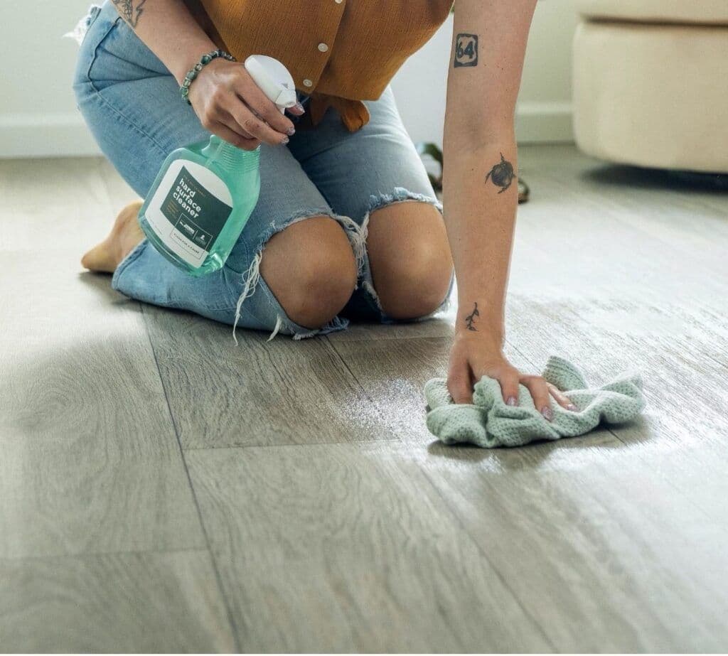 cleaning floors