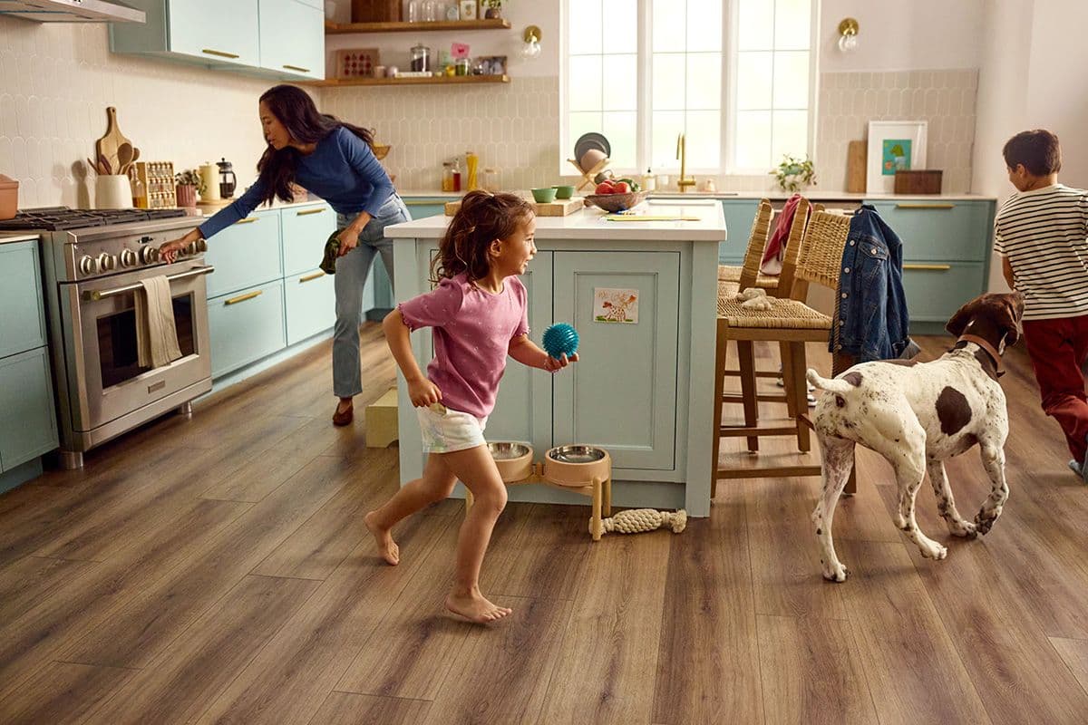 Busy kitchen with kids