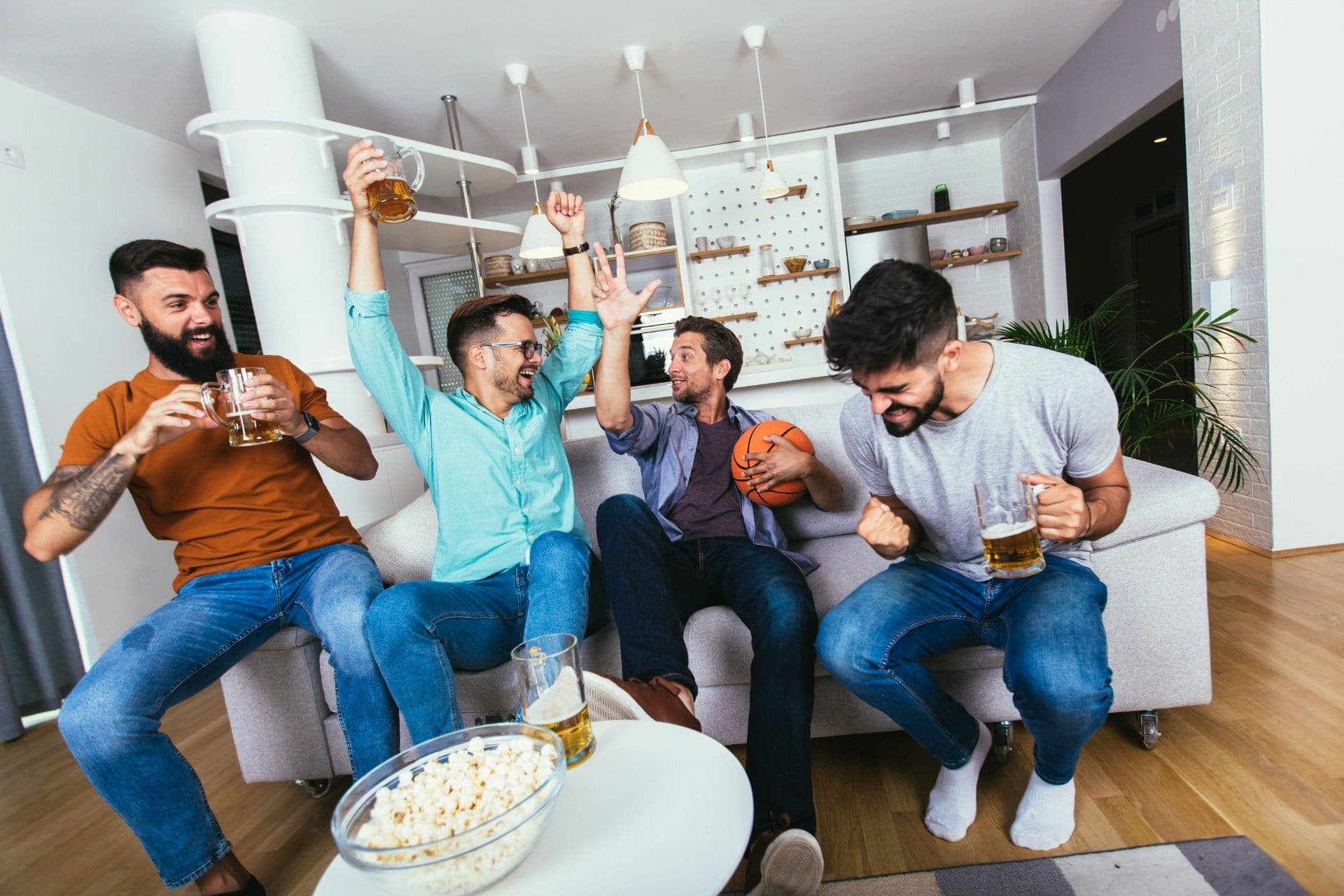 Men celebrating